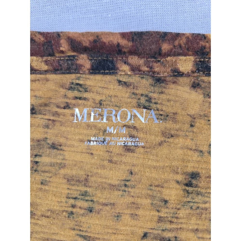 Merona Womens Leopard Animal Print V-Neck Short Sleeve Cotton T-Shirt Mustard M - Picture 2 of 10